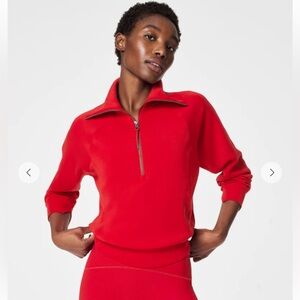 SPANX Red Quarter-Zip Sweatshirt